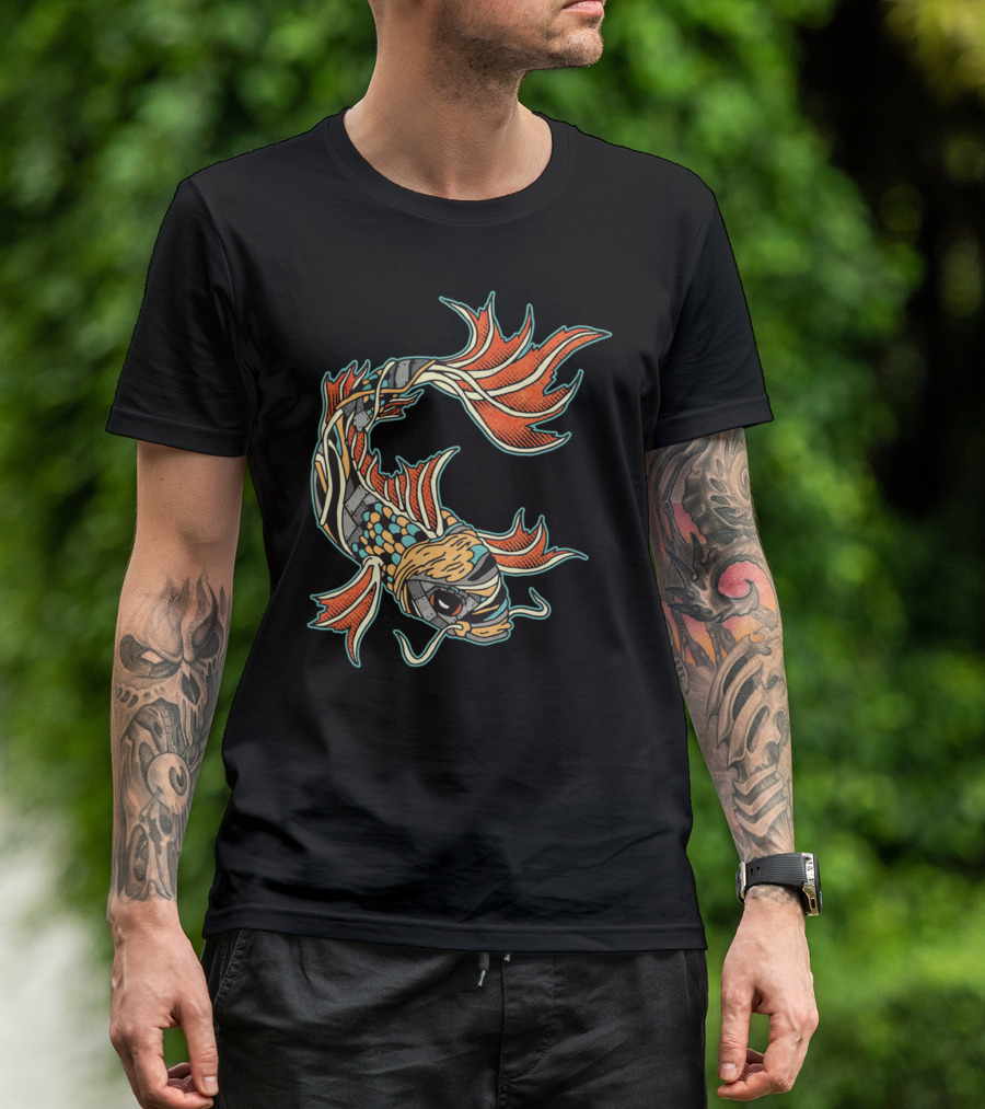 Biomechanical Koi Cyborg Aesthetic T-Shirt