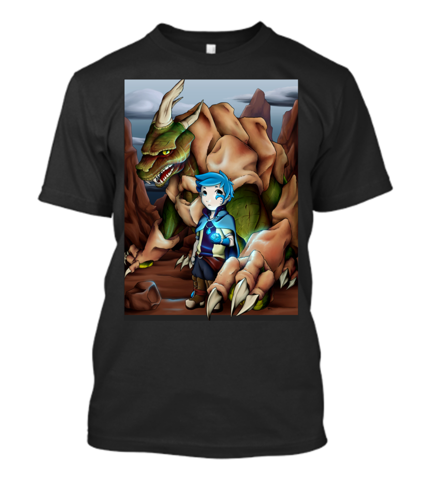 Dragon Companion And Young Hero In Mystical Landscape T-Shirt