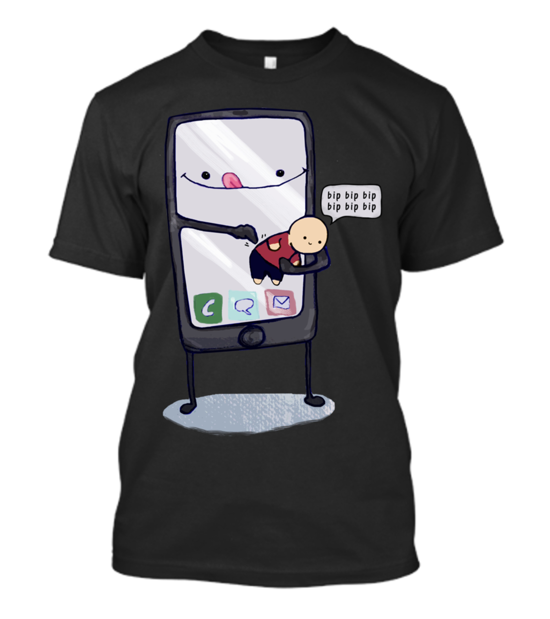Bip Bip Bip Funny Smartphone Character With Cartoon Figure T-Shirt