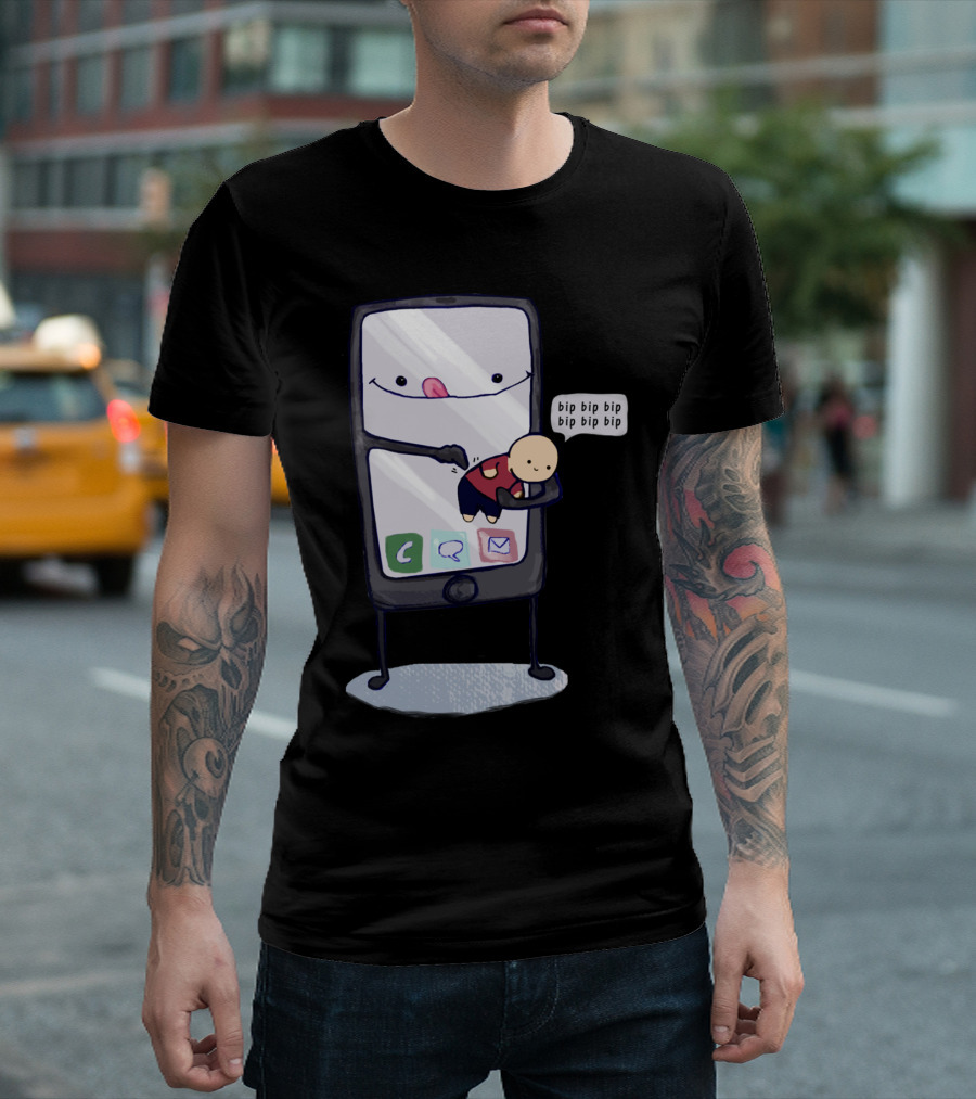Bip Bip Bip Funny Smartphone Character With Cartoon Figure T-Shirt