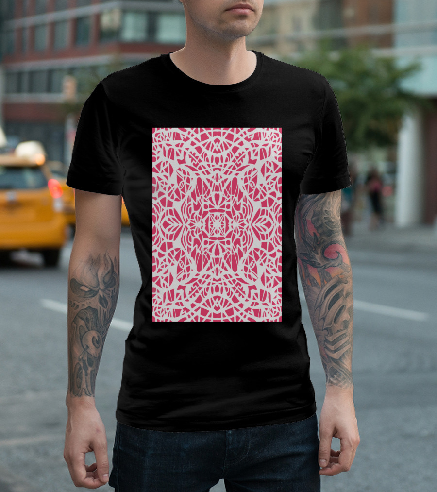 Pink Web Abstract Symmetrical T-Shirt