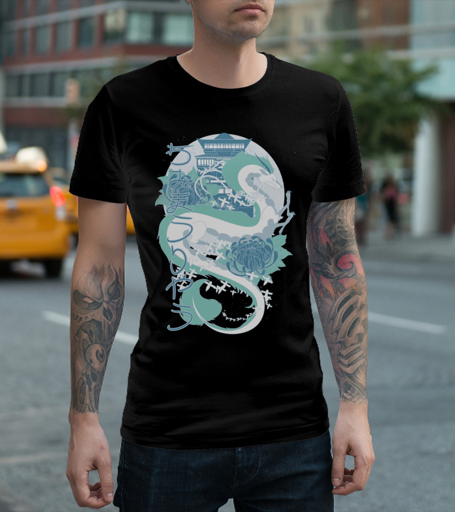 Dragon Of The Blue River Choco Japanese Dragon Blossom Pagoda T-Shirt