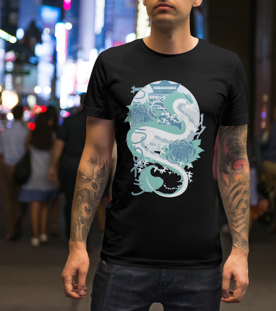 Dragon Of The Blue River Choco Japanese Dragon Blossom Pagoda T-Shirt