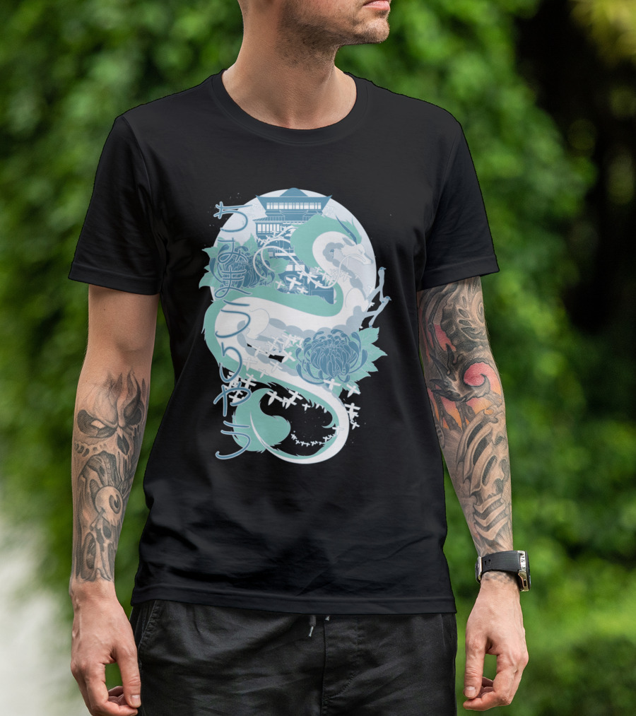 Dragon Of The Blue River Choco Japanese Dragon Blossom Pagoda T-Shirt