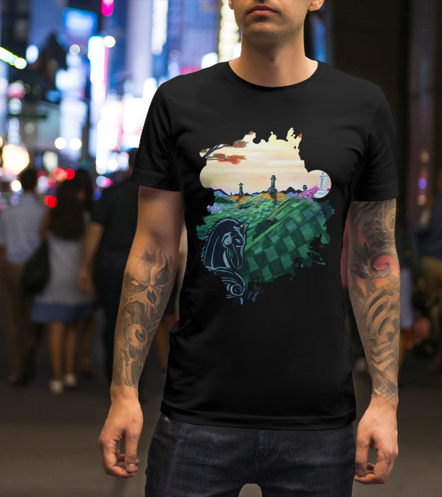 World Of Chess Scenic Knight And Pawn Landscape T-Shirt
