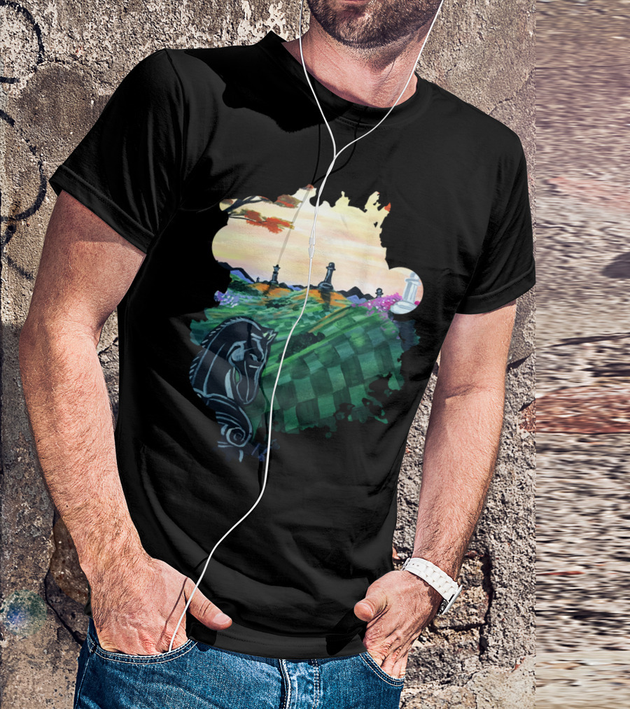 World Of Chess Scenic Knight And Pawn Landscape T-Shirt