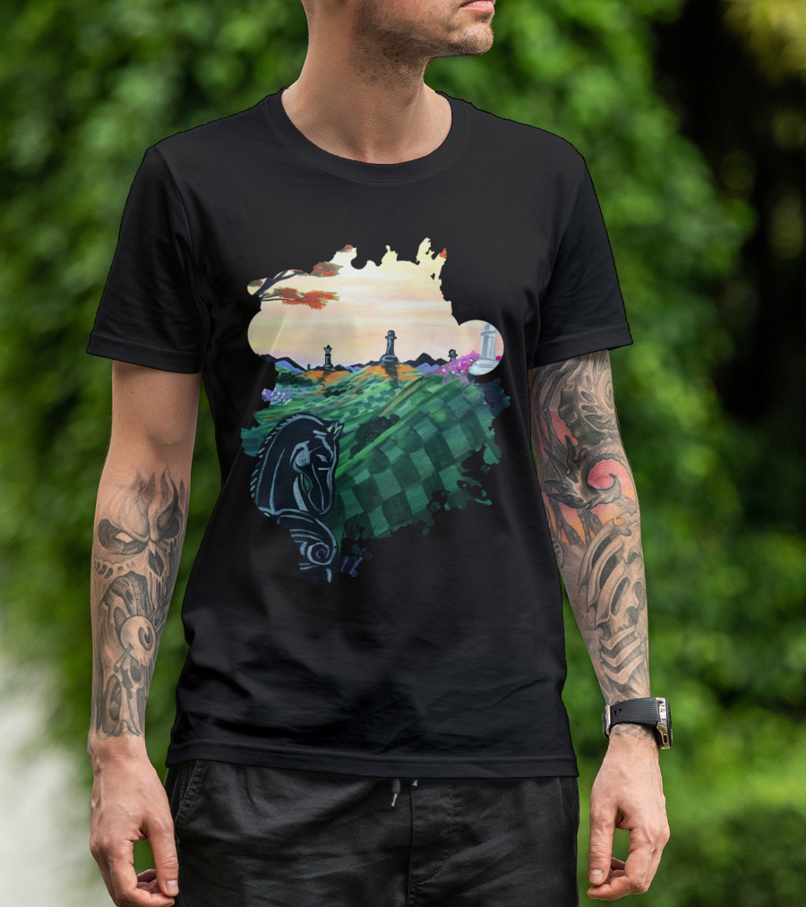World Of Chess Scenic Knight And Pawn Landscape T-Shirt