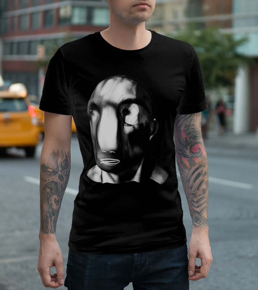 Men Before Distorted Black and White Abstract Face T-Shirt