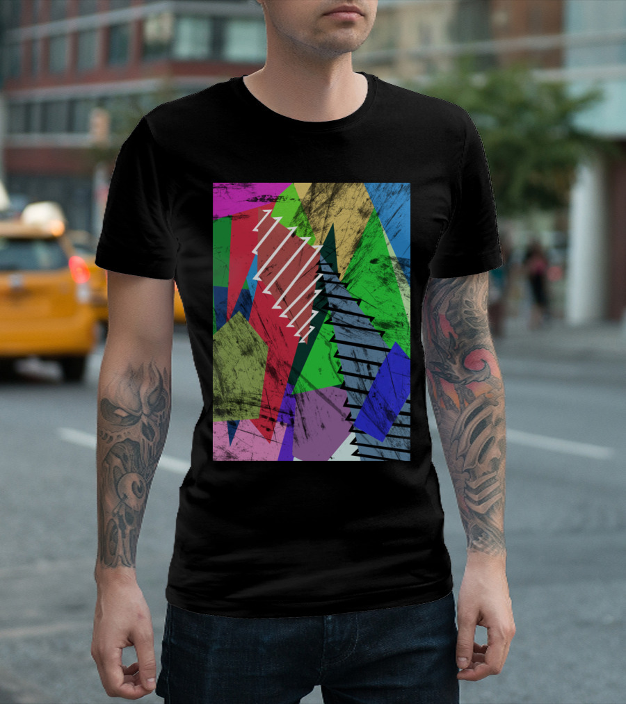 Wrapped Around Colorful Abstract Geometry T-Shirt