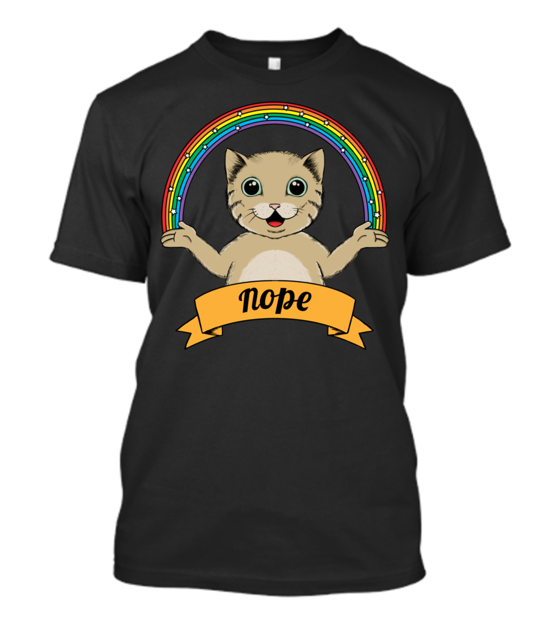 Nope Cat Rainbow T-Shirt