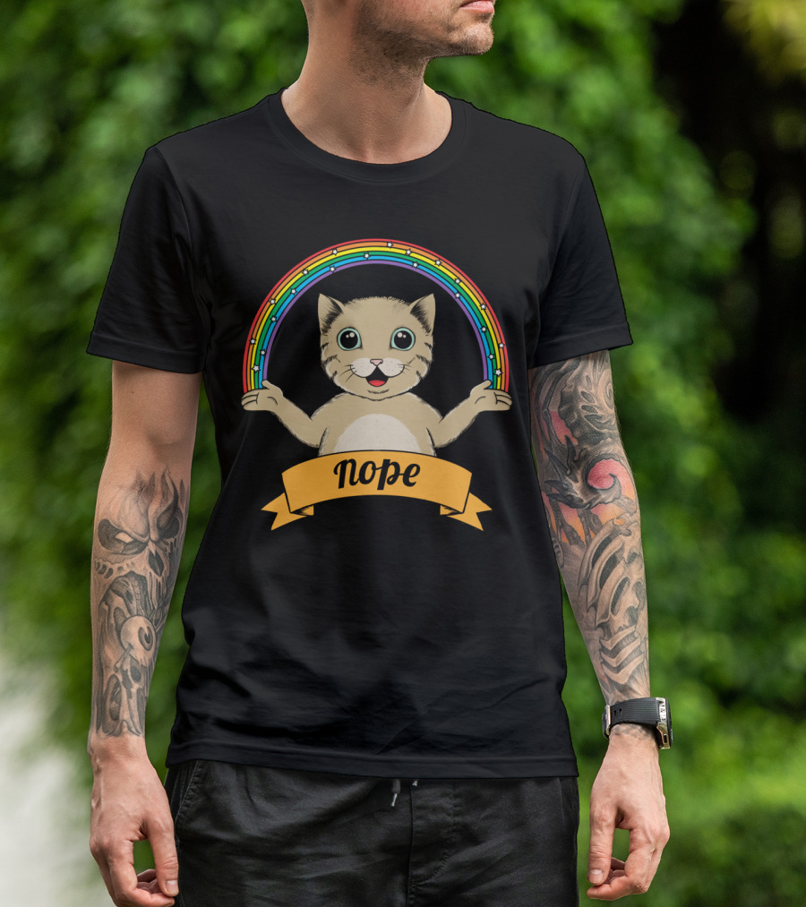 Nope Cat Rainbow T-Shirt
