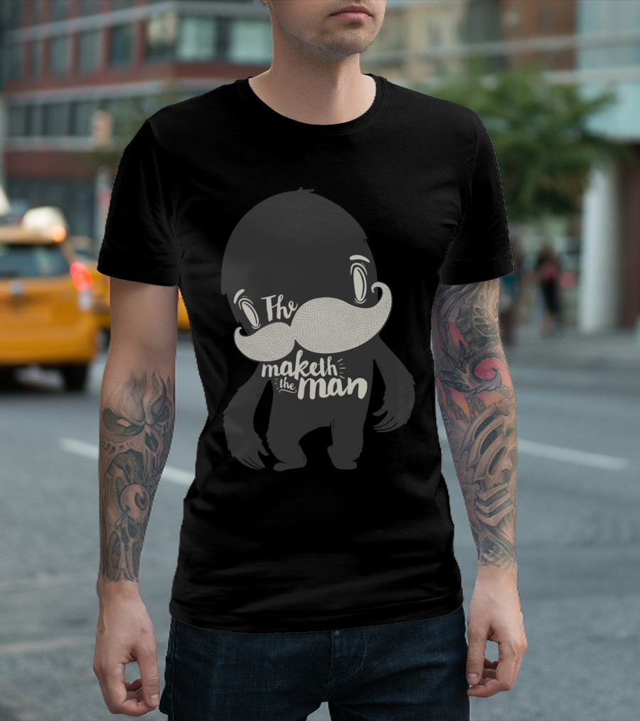 The Moustache Maketh The Man Monster Character With Whimsical T-Shirt