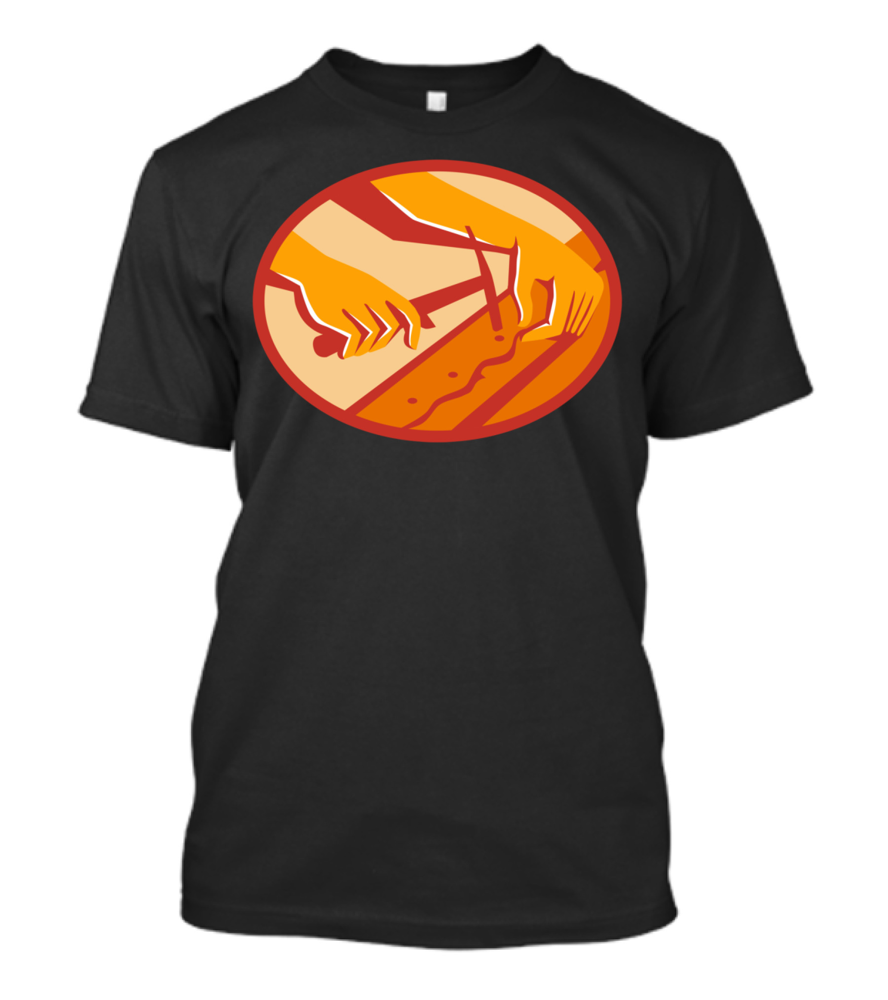 Furniture Upholsterer Hands Repair Creative Oval Composition T-Shirt
