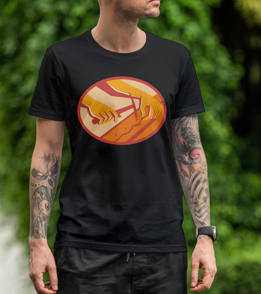 Furniture Upholsterer Hands Repair Creative Oval Composition T-Shirt
