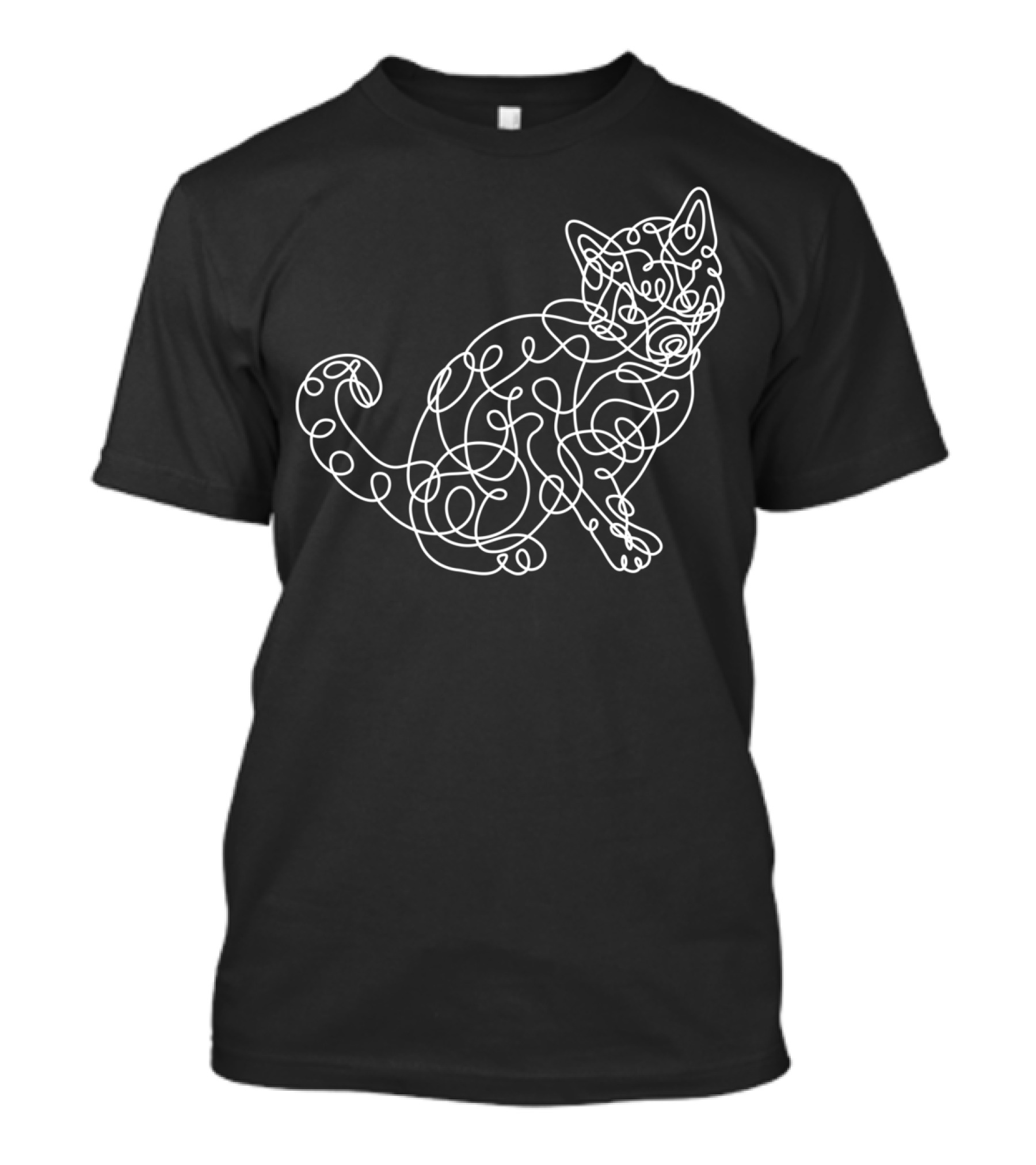 Cat Spontaneous Line Style Whimsical Continuous Lines T-Shirt