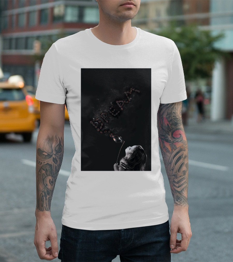DREAM Child Blowing Bubble Letters in Smoke and Darkness T-Shirt