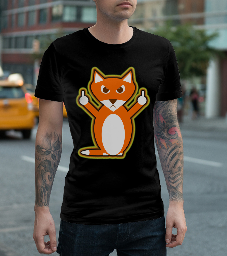 Angry Fox Giving You Both Middle Fingers T-Shirt