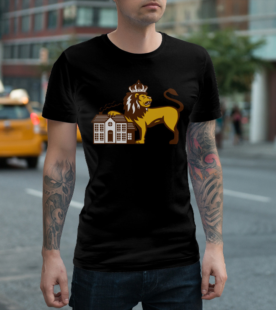 Crowned Angry Lion Pawing House T-Shirt