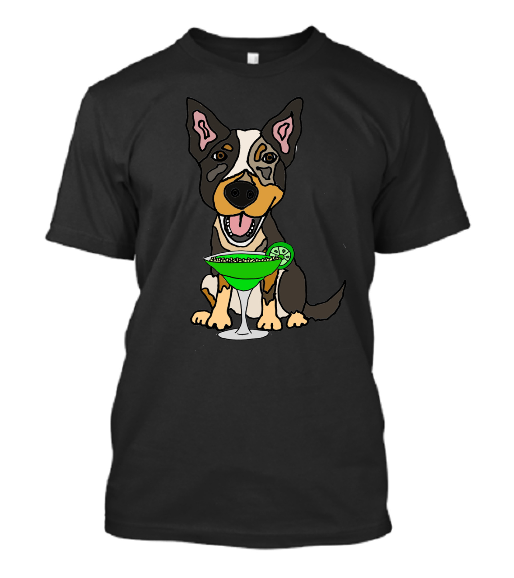 Cool Funky Australian Cattle Dog With Margarita Glass T-Shirt