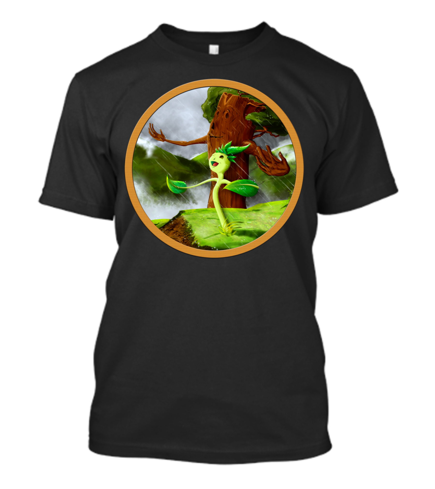 Growth Of A Seed With Happy Sprout And Welcoming Tree In Stormy Weather T-Shirt