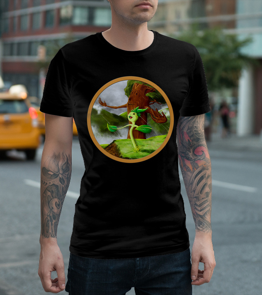 Growth Of A Seed With Happy Sprout And Welcoming Tree In Stormy Weather T-Shirt