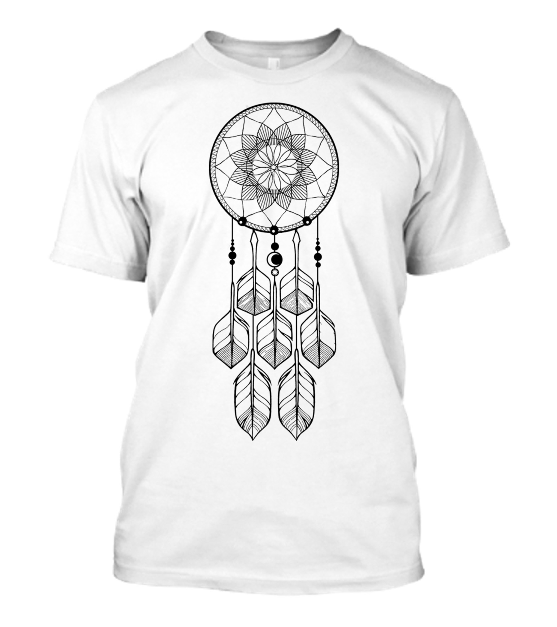 Dream Catcher Mandala Feathers BLK T-Shirt