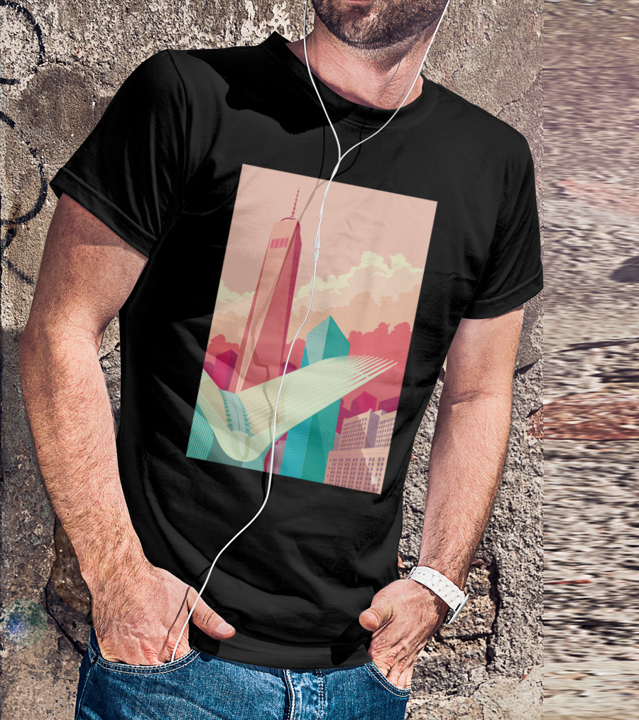 WTC New York City One World Trade And Oculus Skyline Retro T-Shirt