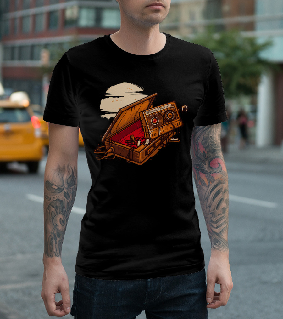Dead Man Walkmann Retro Cassette Tape In Coffin Under Moonlight T-Shirt