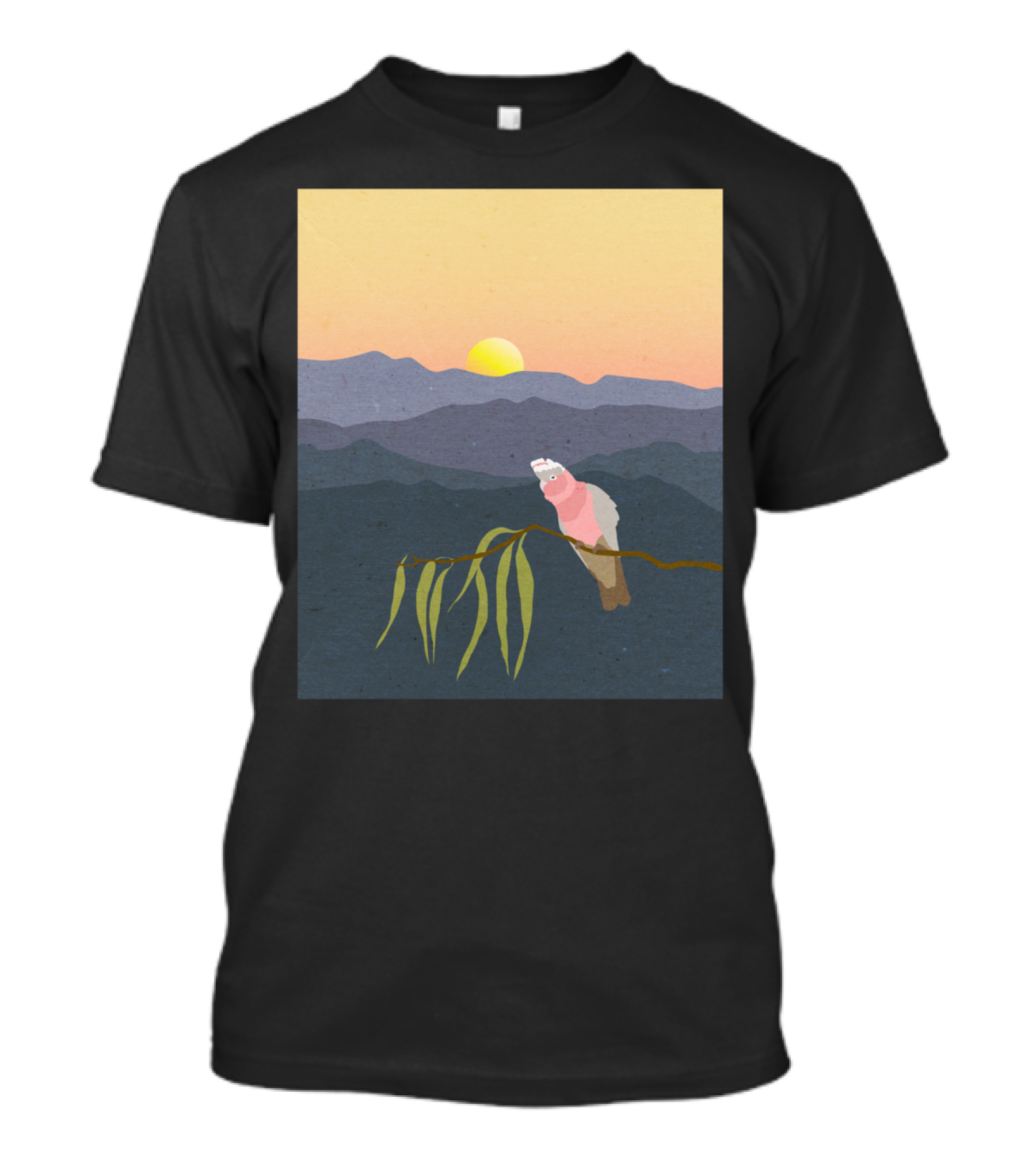 Galah Perched On Eucalyptus Branch With Blue Mountains Sunset T-Shirt