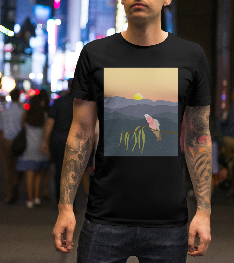 Galah Perched On Eucalyptus Branch With Blue Mountains Sunset T-Shirt