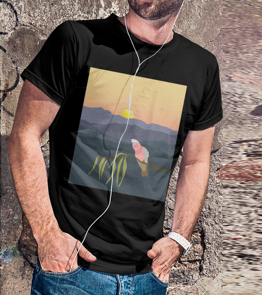 Galah Perched On Eucalyptus Branch With Blue Mountains Sunset T-Shirt
