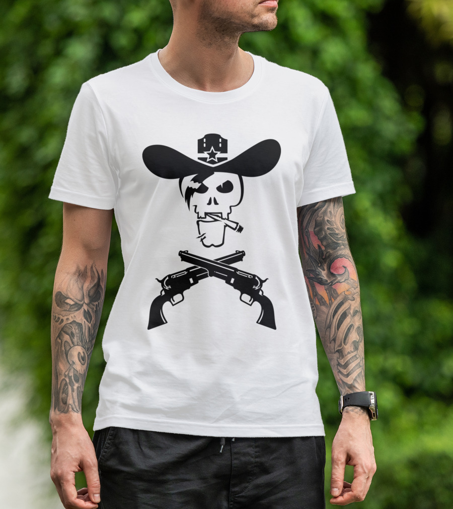 Dead Or Alive VDS2 Cowboy Skull With Crossed Pistols T-Shirt