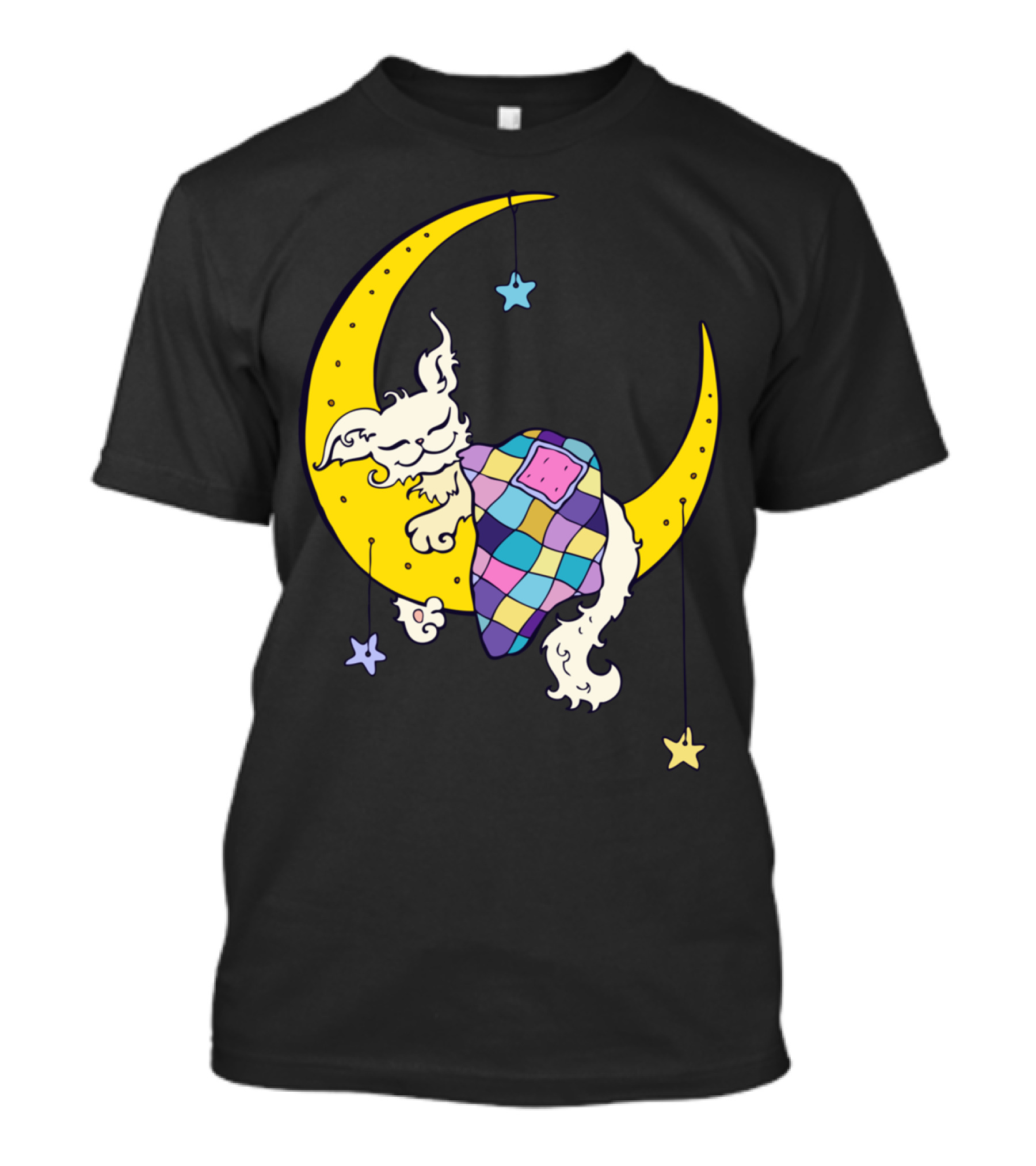 Dream On The Moon Cat Sleeping On Crescent Under Stars T-Shirt