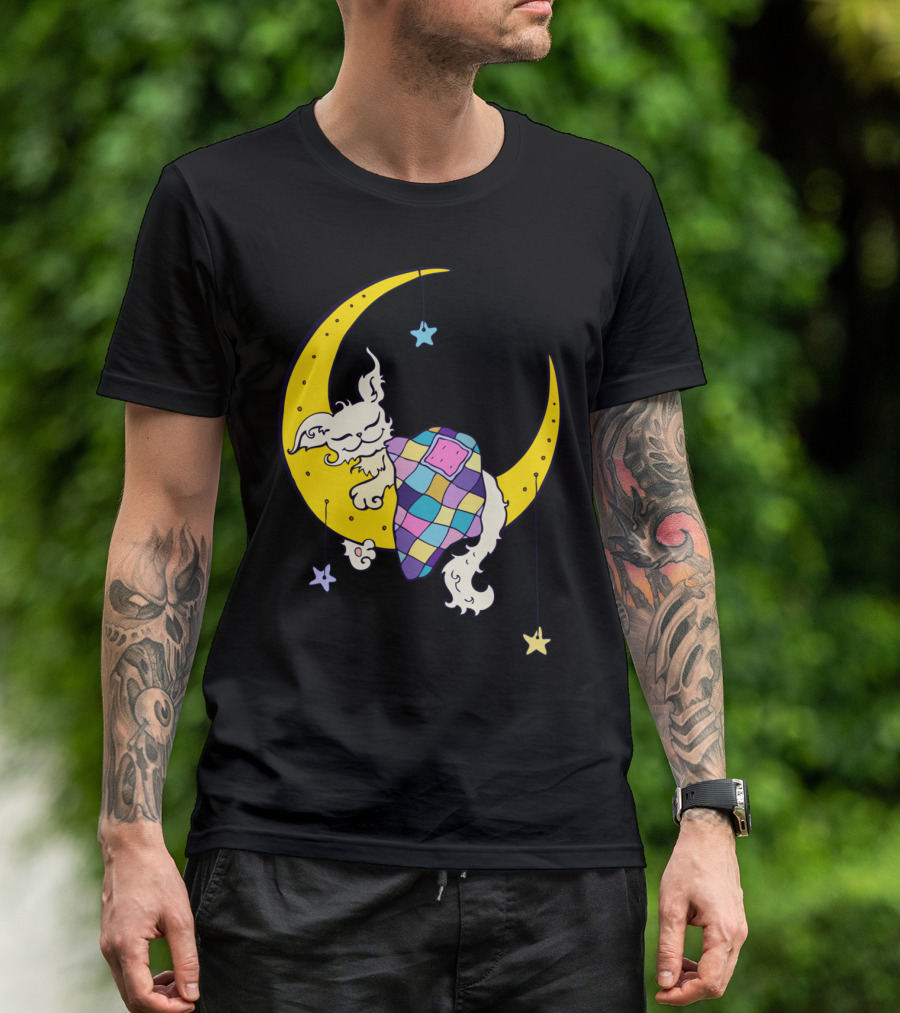 Dream On The Moon Cat Sleeping On Crescent Under Stars T-Shirt
