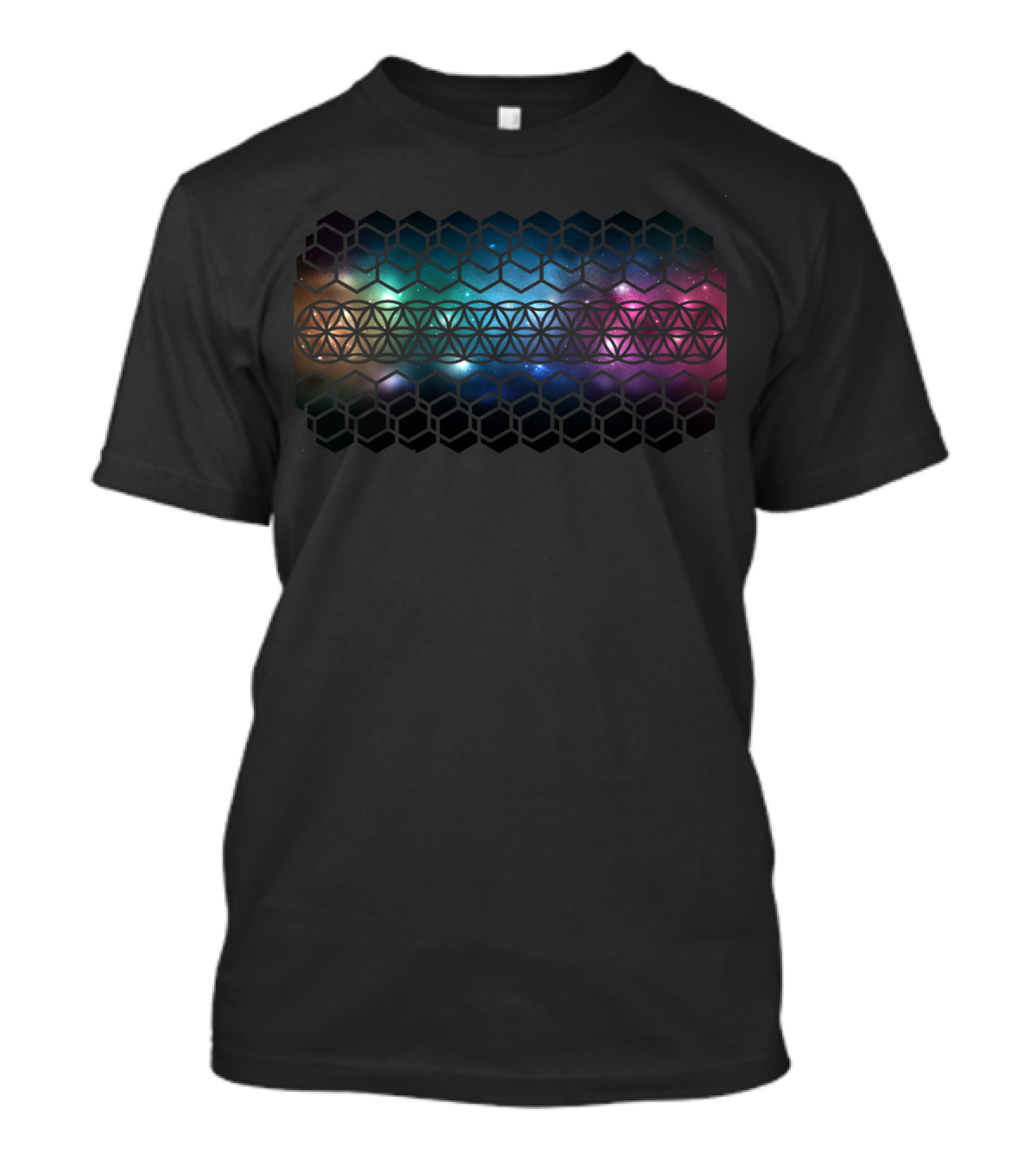 Galaxy Flower Of Life Hexagon T-Shirt