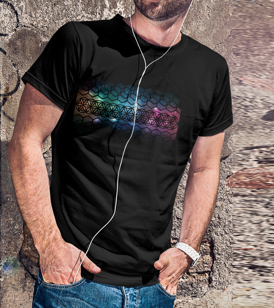 Galaxy Flower Of Life Hexagon T-Shirt