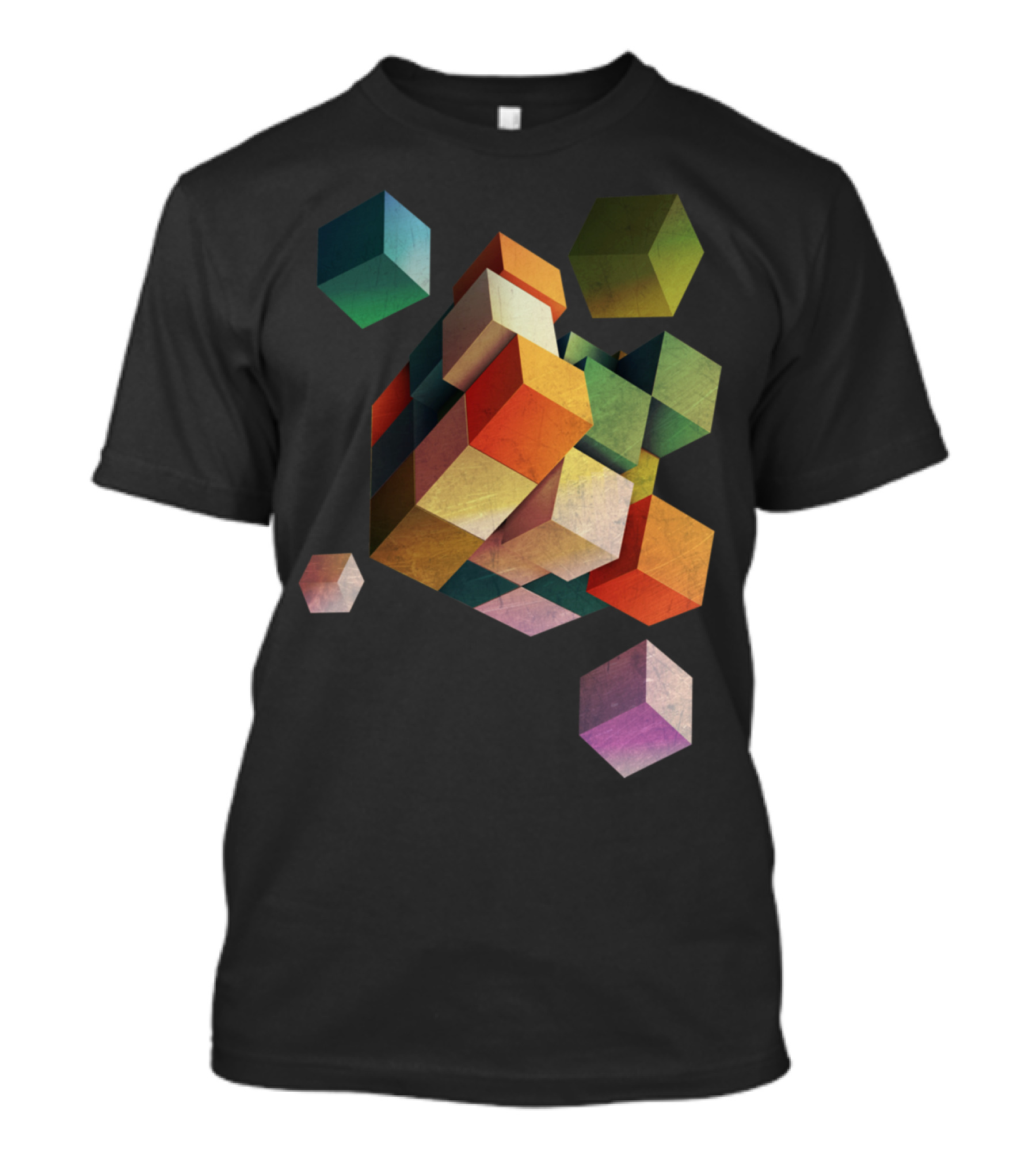 Deadly Box Geometric Cascade Multicolor Cubes T-Shirt