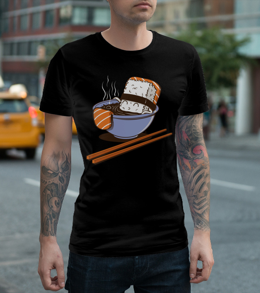 JACUZZI FOOD Sushi Roll Relaxing in Bowl with Chopsticks T-Shirt