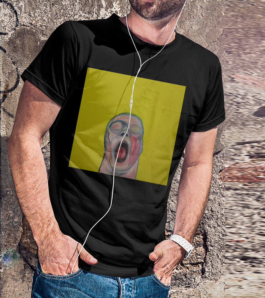 Yellow Scream Painting With Open-Mouthed Figure On Bright Background T-Shirt