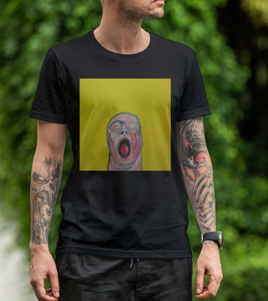 Yellow Scream Painting With Open-Mouthed Figure On Bright Background T-Shirt