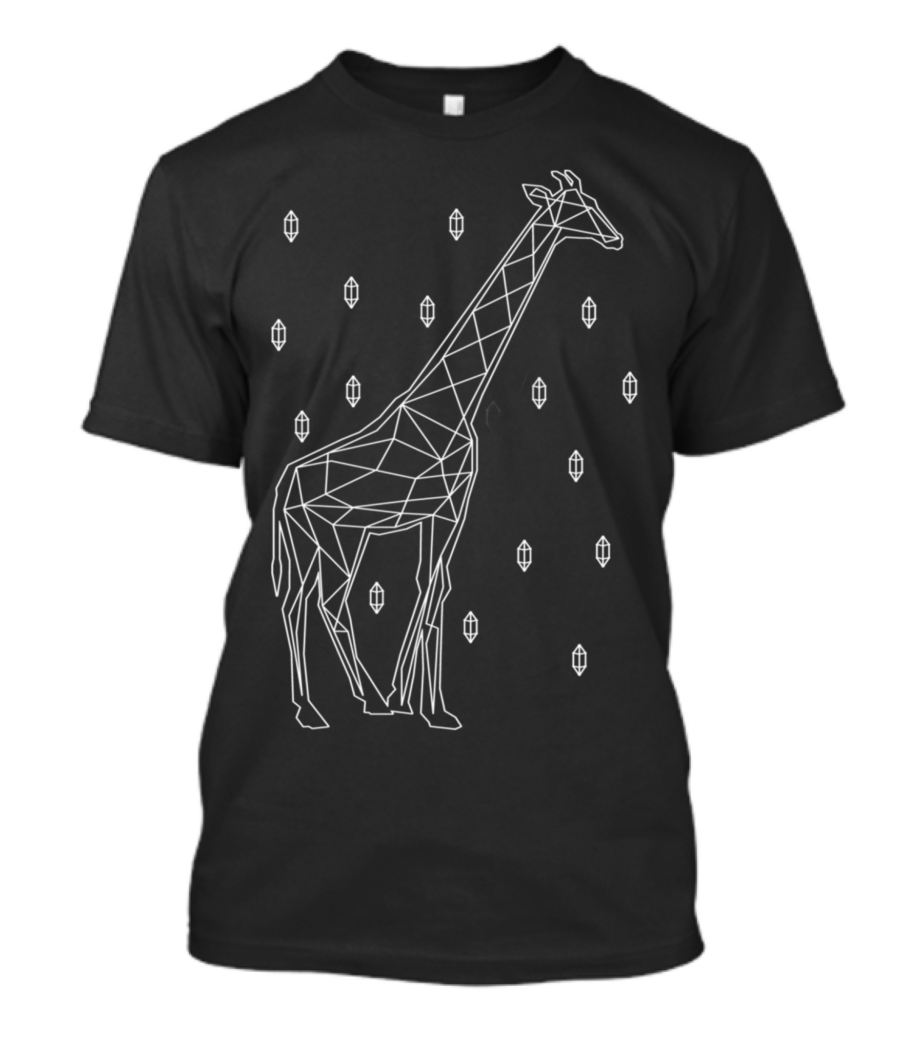 Giraffe Geometric Polygonal White Line Art With Symmetrical Shapes T-Shirt