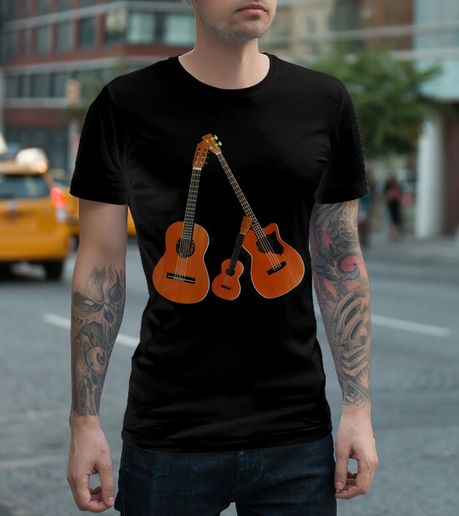 Acoustic Bass Guitar Ukulele Trio Music Instruments T-Shirt