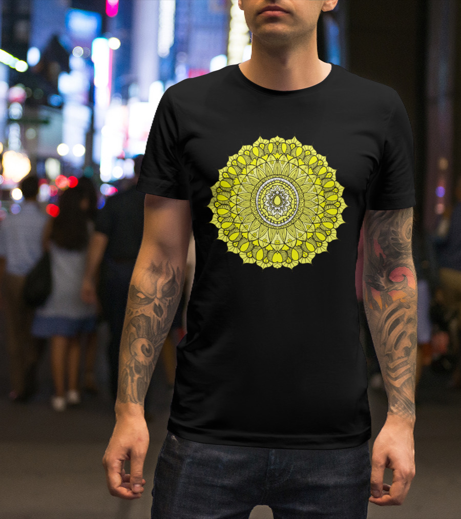Yellow Sunshine Mandala Intricate Circular T-Shirt