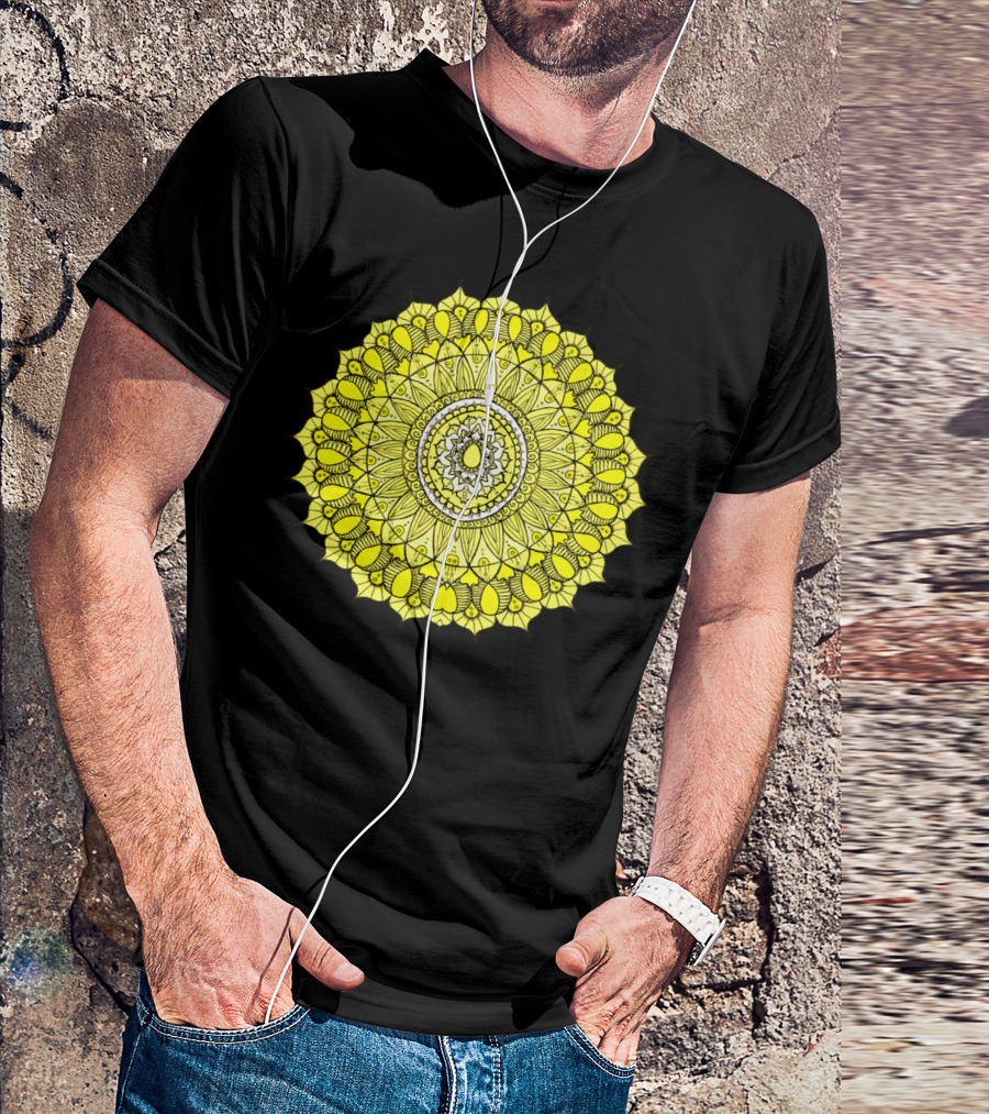 Yellow Sunshine Mandala Intricate Circular T-Shirt