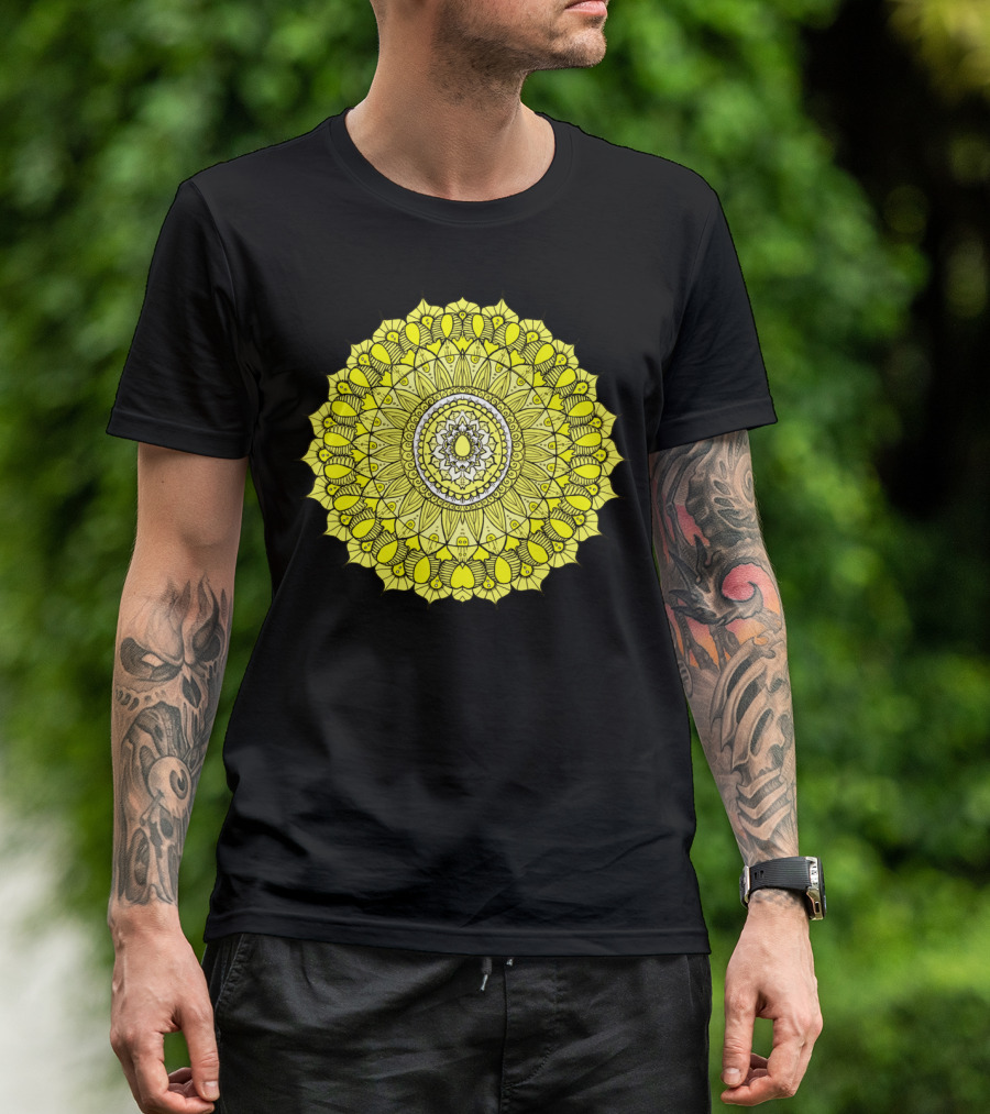 Yellow Sunshine Mandala Intricate Circular T-Shirt