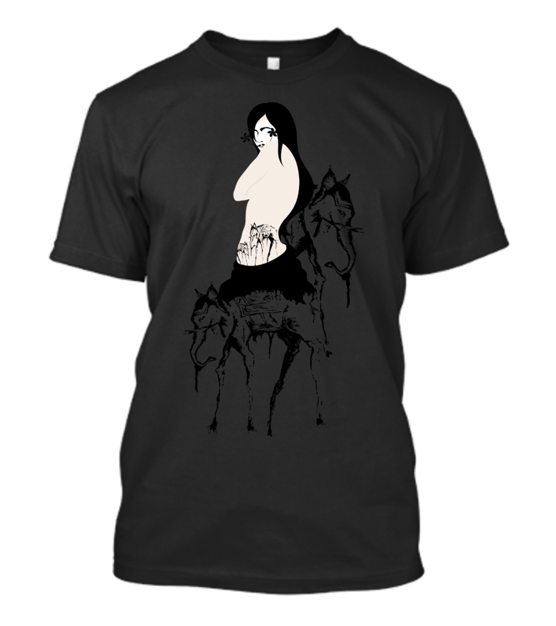 Dreams Of Dali Surreal Woman Standing With Elephants T-Shirt