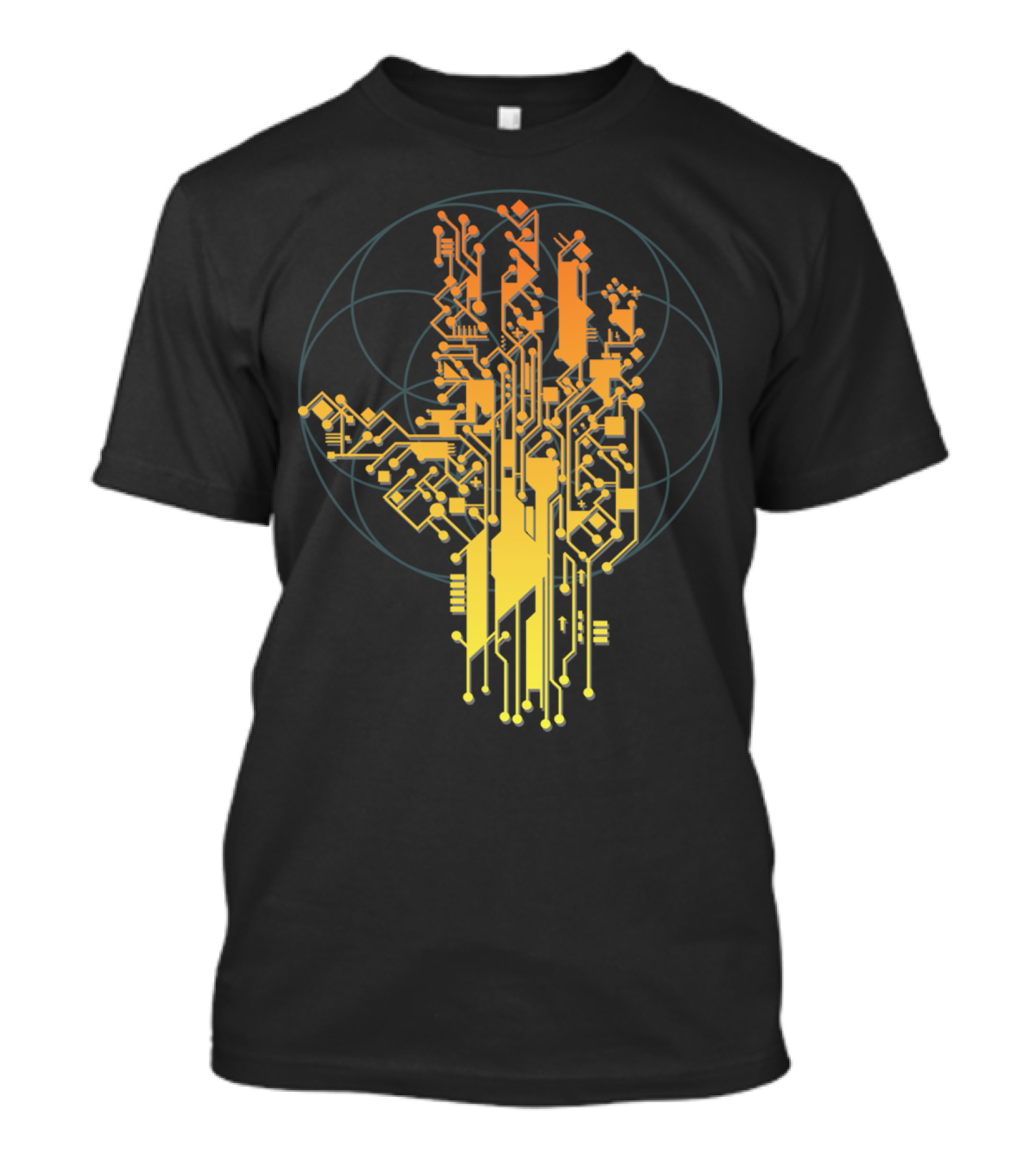 Cyborg Hand Circuits In Geometric T-Shirt