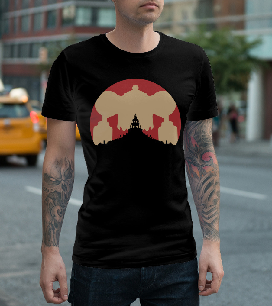 Cyborg Home Town Robot Over City T-Shirt