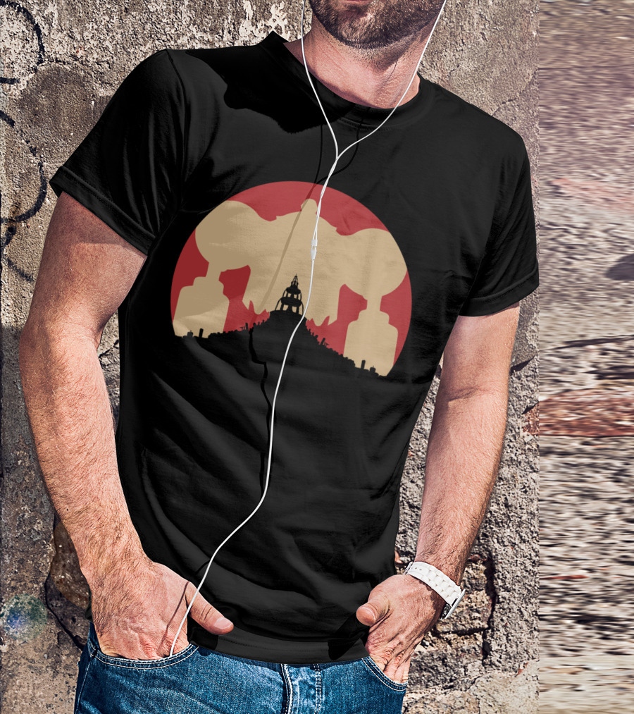 Cyborg Home Town Robot Over City T-Shirt