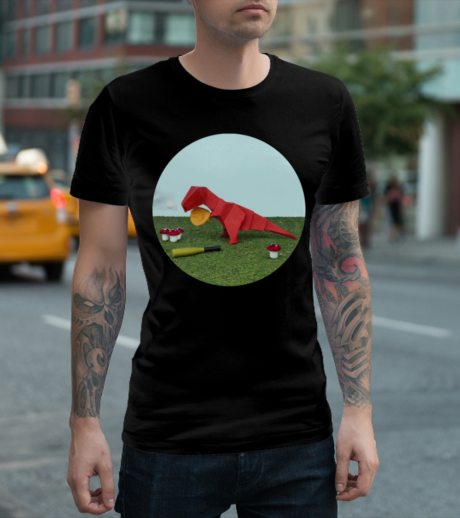 Yes Rex Can Dinosaur With Baseball Bat And Mushrooms T-Shirt